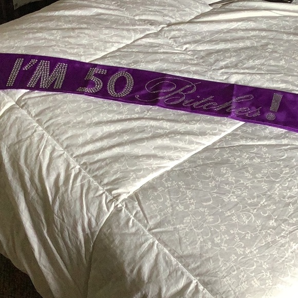 Party satin purple party banner cross shoulder with bling 50 years 💕💕💕 - Picture 3 of 12
